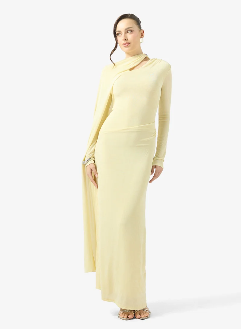 Ginger Draped Bodycon Dress with Cape Detail